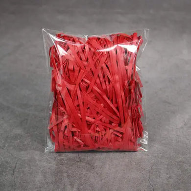 Red Shredded tissue crepe paper hamper / gift box filler 20grams Santas Workshop Direct