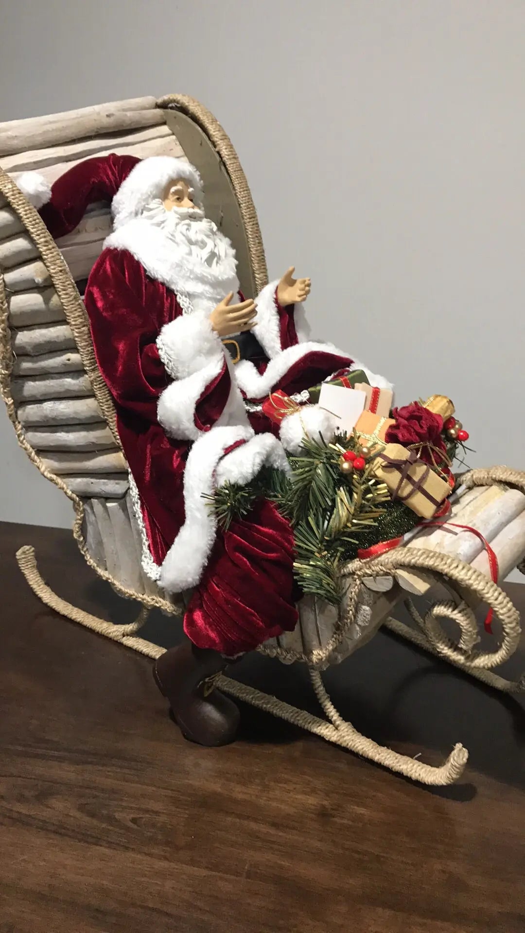Santa sitting on sleigh 22”- 65 cm approx freeshipping - Santas Workshop Direct