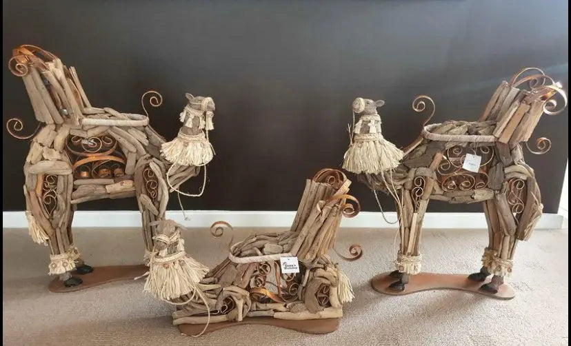 Set of 3 Driftwood design Camels Santas Workshop Direct