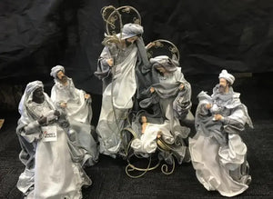 Silver and white Christmas  Nativity set / scene with manger  -35-55 cm Santas Workshop Direct