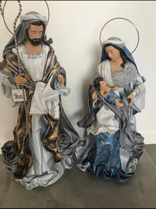 Silver and white Christmas Holy Family Nativity set / scene with manger  - 65 cm approx Santas Workshop Direct