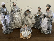 Silver white Christmas Nativity with manger  -35-50cm - Santas Workshop Direct