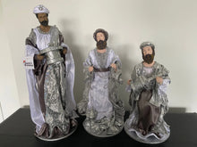 Silver white Christmas Holy Family Nativity set / scene with manger  -35-50cm Santas Workshop Direct
