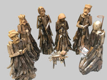 nativity set with angel candle holder Driftwood 41cm - Santas Workshop Direct